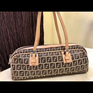 Fendi Zucchino monogram canvas leather trim bag